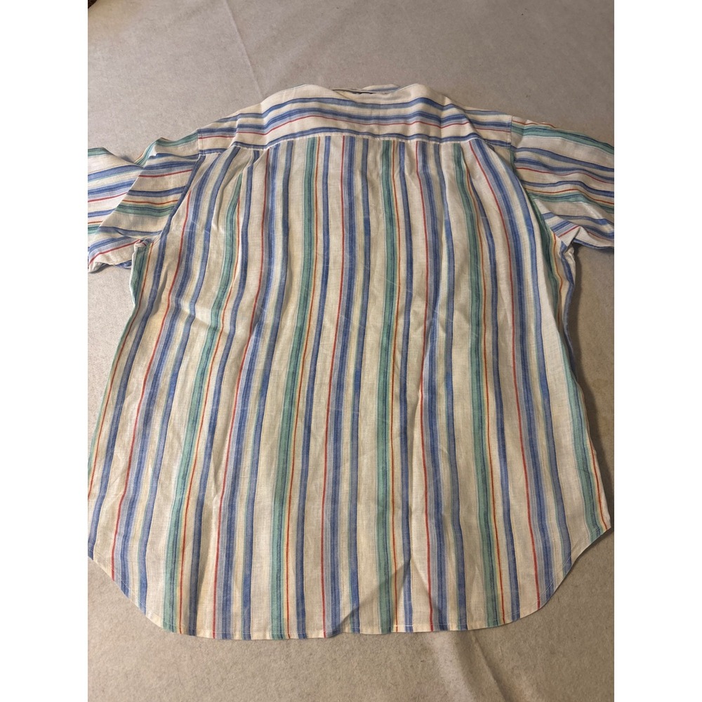 Tommy Bahama Relax Mens‎ XL Multicolor Striped 100 % Linen Button Down  shirt - Picture 14 of 16